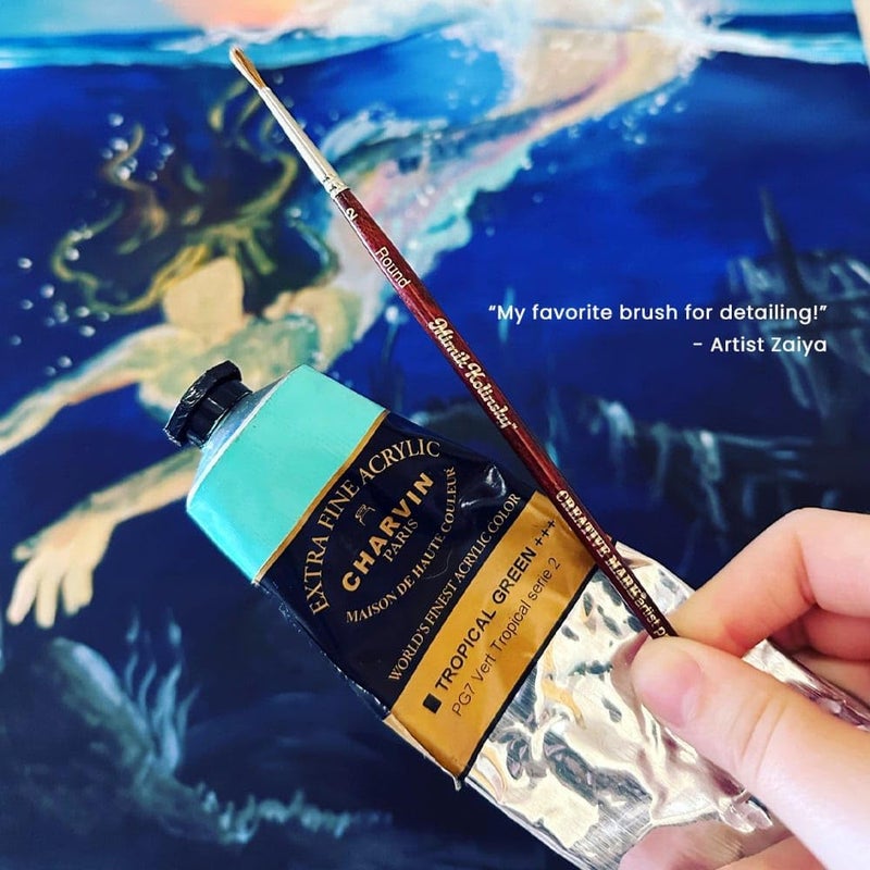 Creative Mark Mimik Kolinsky Watercolor Brush - Set of 4 Round - Short Handle Synthetic Paint Brush - Handmade in Germany - Synthetic Sable Paint Brushes for Professional Artists - Animal-Friendly - Image 4